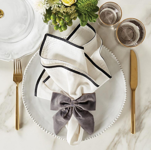 Grey Velvet Napkin Ties