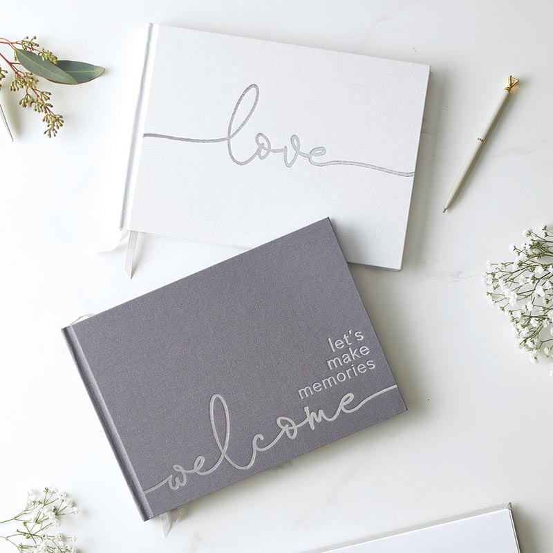 Wedding Guest Book Dark Grey - Welcome